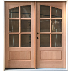 60x80 RIGHT HAND DOUBLE MAHOGANY 6 LITE ARCH TOP PANEL
