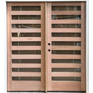 72x80 RIGHT HAND DOUBLE MAHOGANY SLIMLITE FROSTED GLASS