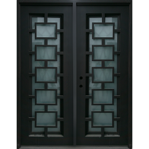 60x93 RIGHT HAND DOUBLE IRON ZAMORA WATER CUBED GLASS