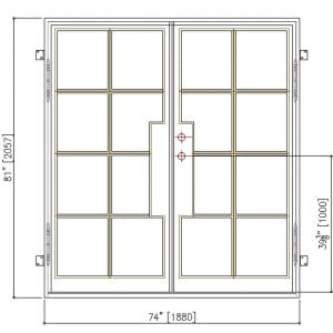 72x80 RIGHT HAND DOUBLE IRON SLIM FD-19