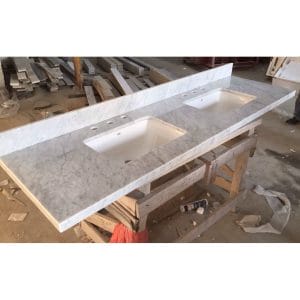 73 DOUBLE GRANITE CARRARA WHITE VANITY TOP