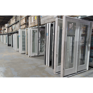72x80 RIGHT HAND FIBERGLASS 5 LITE FROSTED GLASS WHITE
