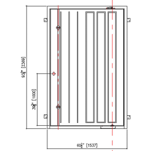 60x93 RIGHT HAND PIVOT IRON LIDO SQUARE TOP REEDED