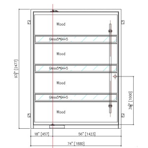 72x96 LEFT HAND PIVOT IRON CAMARGO SQUARE TOP