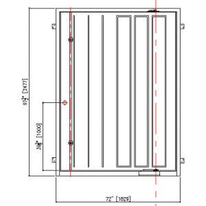 72x96 RIGHT HAND PIVOT IRON LIDO SQUARE TOP REEDED