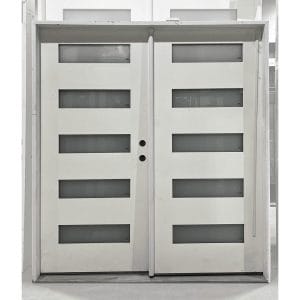 72x80 LEFT HAND FIBERGLASS 5 LITE FROSTED GLASS WHITE